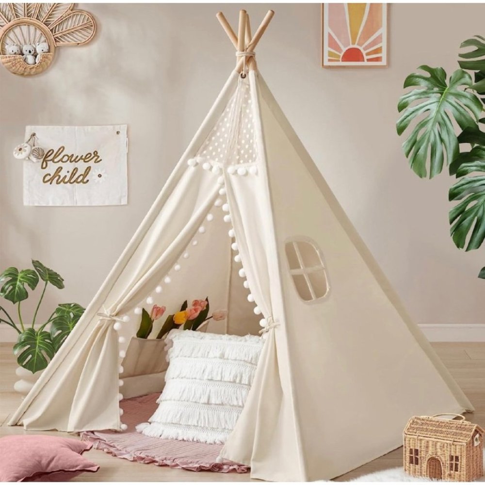 Tiny Land Teepee Tent for Kids Tent Indoor, Canvas Toddler Tent - Kids Teepee Te